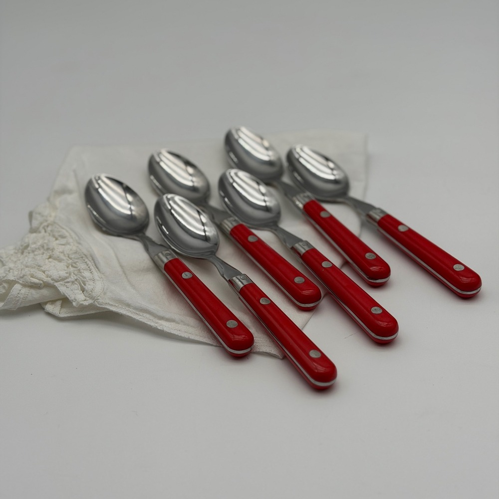 Vintage WF Washington Forge Mardi Gras Red Teaspoons Set of 6 Stainless Korea